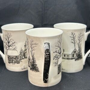 Stechcol Winter Wonderland Snowman Village Mugs by Gracie China set of 3